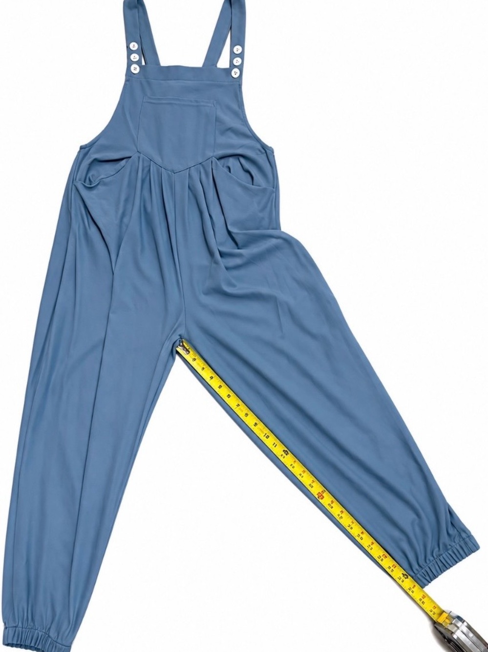 Halara Blue Textured Overall Jumpsuit Size L Large Regular - Picture 8 of 8